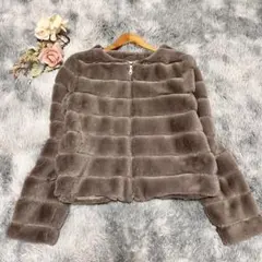 Luftrobe 極美品 エコファー ノーカラージャケット ブルゾン 茶 2 M