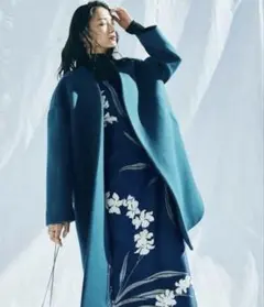 Mila Owen ノーカラーコート ウール ロングコート