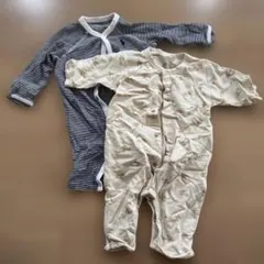 ストライプと動物柄ロンパース 100%コットン サイズ60