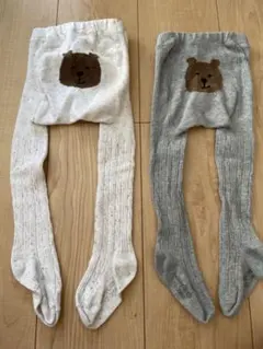【BabyGAP】クマ刺繍 ベビータイツ2色セット