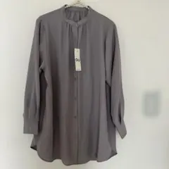 GU グレー バンドカラーシャツ 長袖