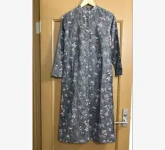 Sunny clouds 綿麻　リネン　ロングワンピース Mサイズ 花柄　グレー