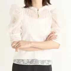 5040 スナイデル チャイナライクブラウス トップス レース パフスリーブ