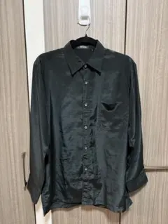 ドレスシャツ ブラック 黒 Lサイズ 羽織り