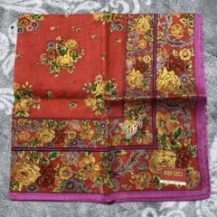 KENZO ケンゾー　花柄 綿100%ハンカチ 赤　昭和レトロ　新品未使用