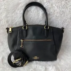 美品　現行　コーチ　ショルダーバッグ　エリス　サッチェル　2way 黒　レザー