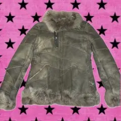 ヴィンテージ カーキ ジャケット ムートンコート 00s y2k ゎ グランジ