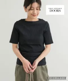 アーバンリサーチ　URBANRESEARCH 針抜き半袖カットソー　ネイビー