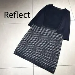 Reflect★サックワンピース　切り替え　グレンチェック　ウール