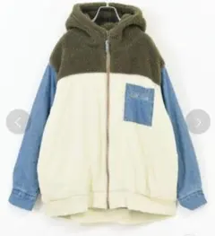 CUBE SUGAR 裏毛×ボア×デニム 異素材 ドッキングアウター