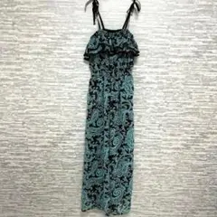 セシルマクビー ✨ペイズリー柄フリルサロペット M グリーン　ブルー