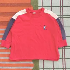 smilebeam トレーナー　ワンポイント　刺繍　K イニシャル　赤　シンプル