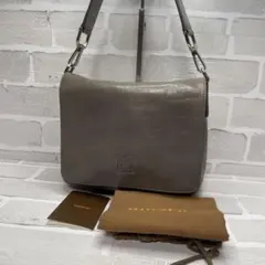 (美品)大人気、ヒロフ、ワンショルダー、オールレザー、型押ロゴ、人気色、グレーのサムネイル