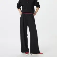 UNIQLO☆スウェットワイドパンツ/丈短め☆ブラック☆新品