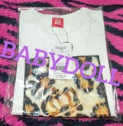 【新品】BABYDOLL ベビドリアルヒョウ柄ロゴTシャツ ホワイト 140cm
