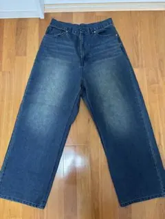 【極太シルエット】ワイドバギーデニム Y2K ウォッシュ加工 インディゴ L相当