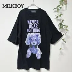 ミルクボーイ 熊プリント オーバーサイズ 半袖Tシャツ /ブラック ユニ