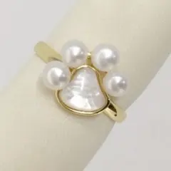 パールリング　本真珠 指輪 5-6mm 多珠 ベビー 白蝶貝殻 冠婚葬祭