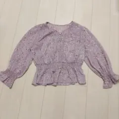 薄紫 花柄 フレア袖 ブラウスのサムネイル
