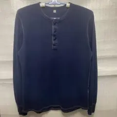 ユニクロ　ヘンリーネック　サーマルシャツ　ネイビー　XL