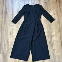 パーティドレス　オールインワン　パンツドレス　結婚式　お呼ばれ　黒　レース袖のサムネイル