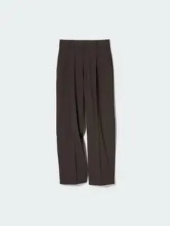 【新品未使用】UNIQLO タックワイドパンツ ダークブラウン L