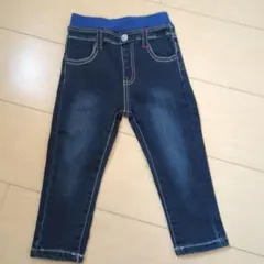 未使用星型刺繍付きダークブルーパンツ 90サイズ