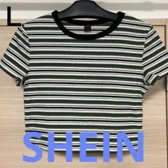 SHEIN ストライプ クロップドTシャツ