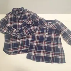 【リンク】MUJIチェック柄長袖シャツ　チュニック 110㎝ 90㎝　兄妹