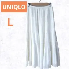 UNIQLO ユニクロ ロングスカート ホワイト L プリーツ フレアのサムネイル
