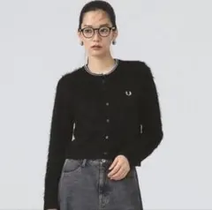 FREDPERRY Fluffy Crewneck Knit Cardigan