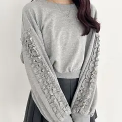 Heather フリルスリーブ裏毛スウェッ