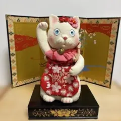 ねこの創作人形】招き猫 まねきねこ ちりめん細工 猫の着物人形 - メルカリ