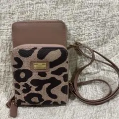 ヒョウ柄ショルダーバッグ ピンクベージュ　レオパード