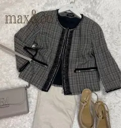 週末価格！美品　max&co リネン　春夏　ツイード　ノーカラージャケットのサムネイル