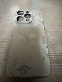 iPhone15proケース　恐竜柄　ブラック