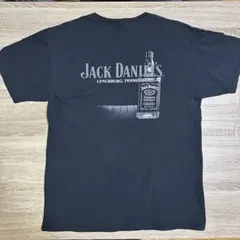 ジャックダニエル バックプリント Tシャツ ブラック 半袖 ボトル 古着 L