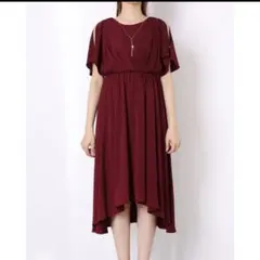 POWDER SUGAR ドレス ワインレッド 結婚式　Mのサムネイル