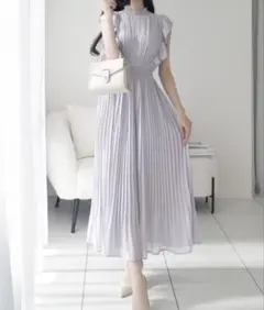【MILY BILET】プリーツ加工シアーフリルワンピース