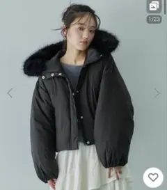 アルシーヴ フード付きファー黒ダウンジャケット M