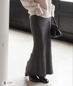 noble リブニットタイトスカート　グレー