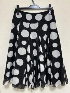 BASILE28サイズ40モノトーンドット柄シルクと綿フレアスカート♭7576のサムネイル