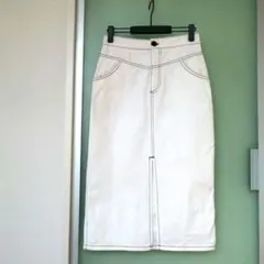 ZARA ホワイト デニム フロントスリット タイトスカート Sサイズ
