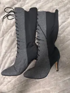 VeroCuoio レースアップブーツ 36 グレー ブラック