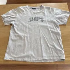 SHIPS ラウンドスリーブロゴTEE S グレー