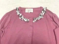 【美品】 Chesty ビジュー ピンク カーディガン チェスティ ニット 花