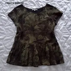 FREDY & GLOSTER 半袖 ペプラム トップス カーキ　ボタニカル柄のサムネイル