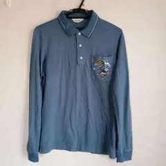 アダバット　 暖かメンズゴルフウェア　長袖ポロシャツ　サイズ48　ブルー系