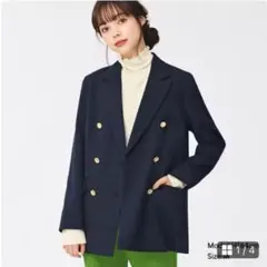 美品 gu ダブルブレストブレザー S ネイビー