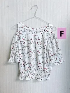 花柄半袖トップスレディース　オフショルダー半袖トップス　バイバイ半袖トップスのサムネイル